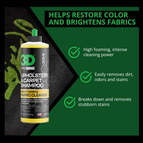 3D cleaner applied to car seat demonstrating stain removal
