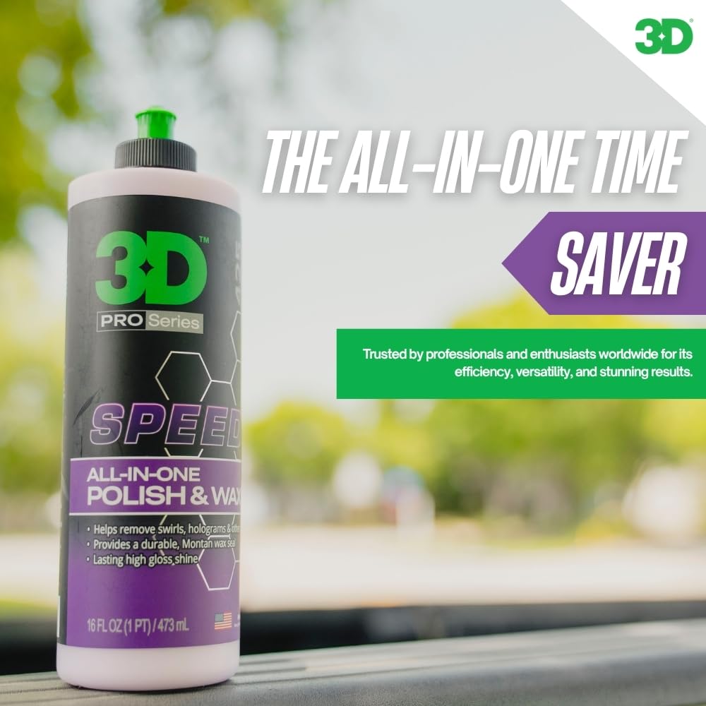 3D Speed used with a dual‑action polisher for efficient coverage and improved gloss