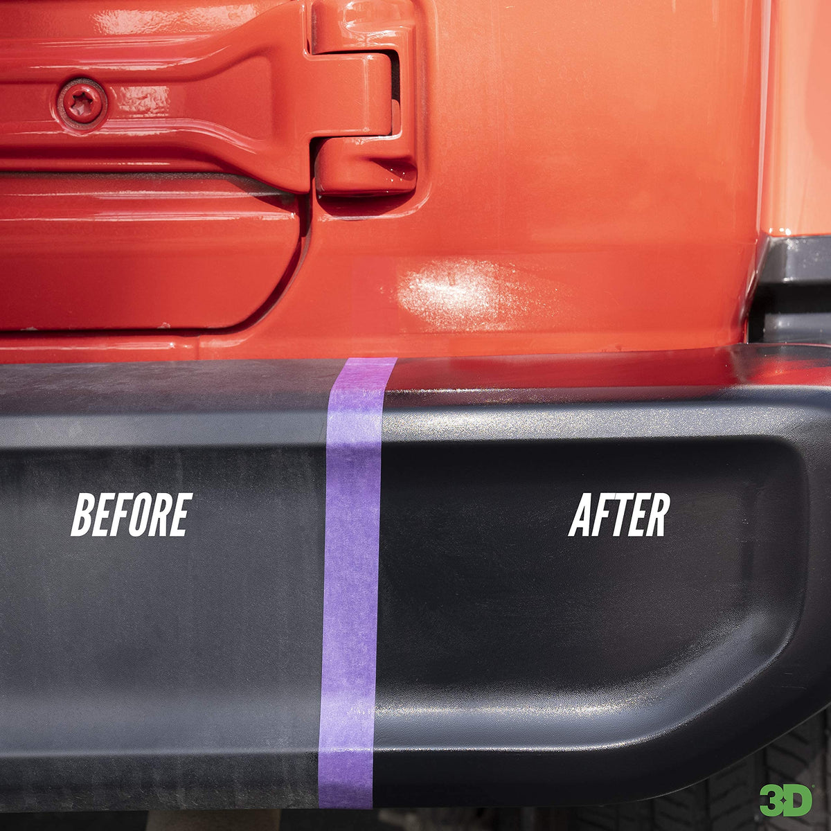 3D Trim Care used on vehicle exterior showing professional-looking trim renewal