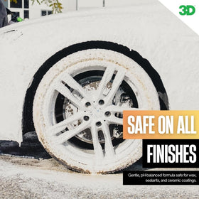 3D wash mitt gliding on car surface with lubricity to reduce scratches