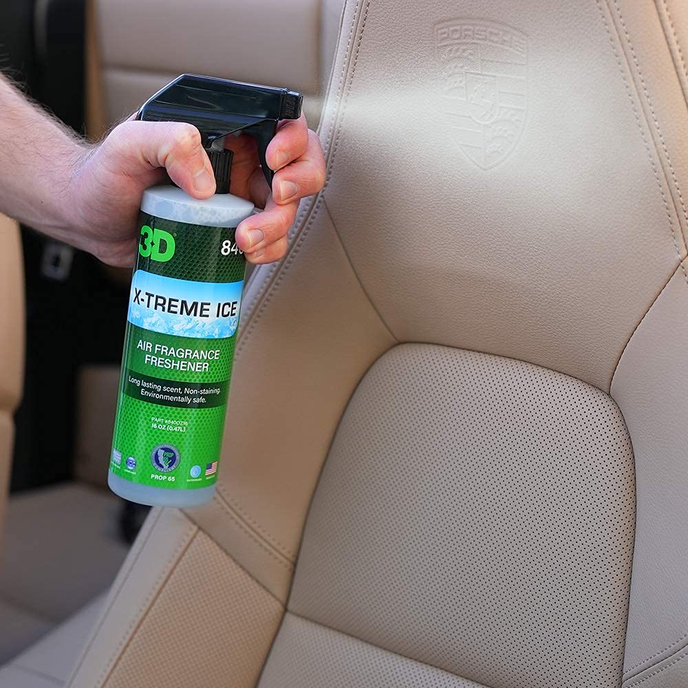 3D lifestyle shot in car interior illustrating refreshed, odor-free cabin
