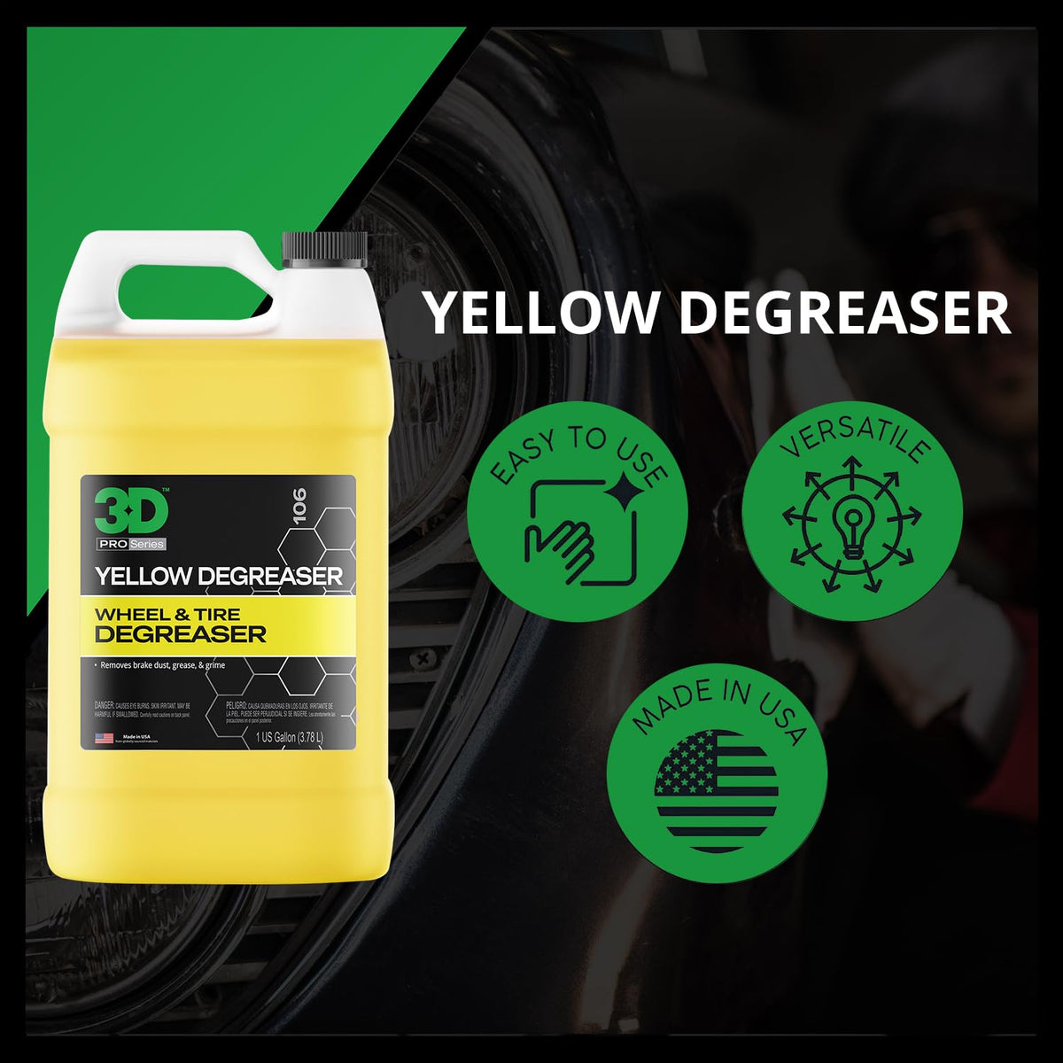 3D Yellow Degreaser label and directions, brand clarity and safe use