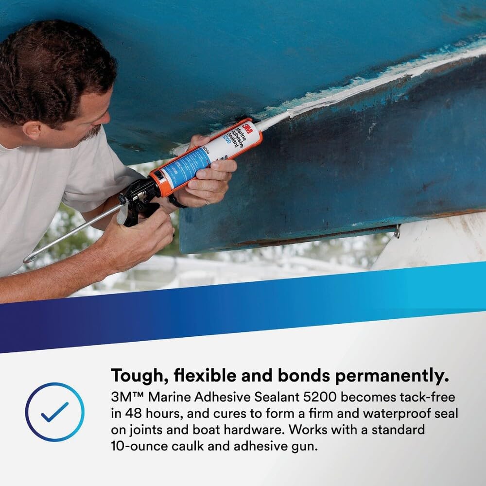 3M 5200 used to bond a deck cleat showing strong marine attachment