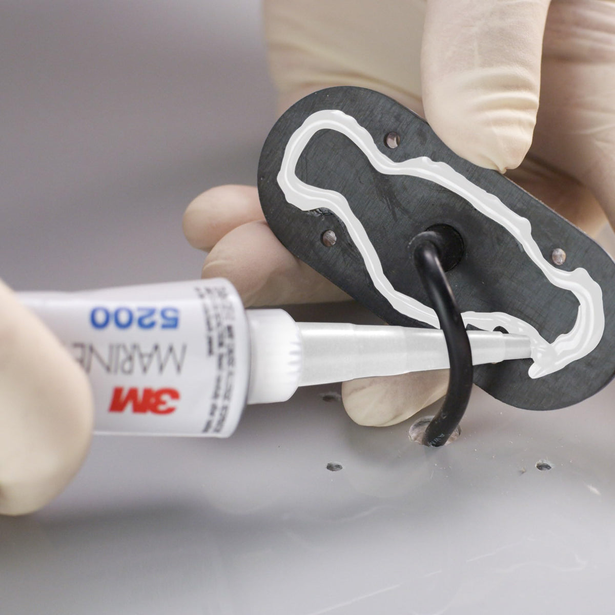 3M 5200 Fast Cure used on transom repair illustrating strong structural adhesion