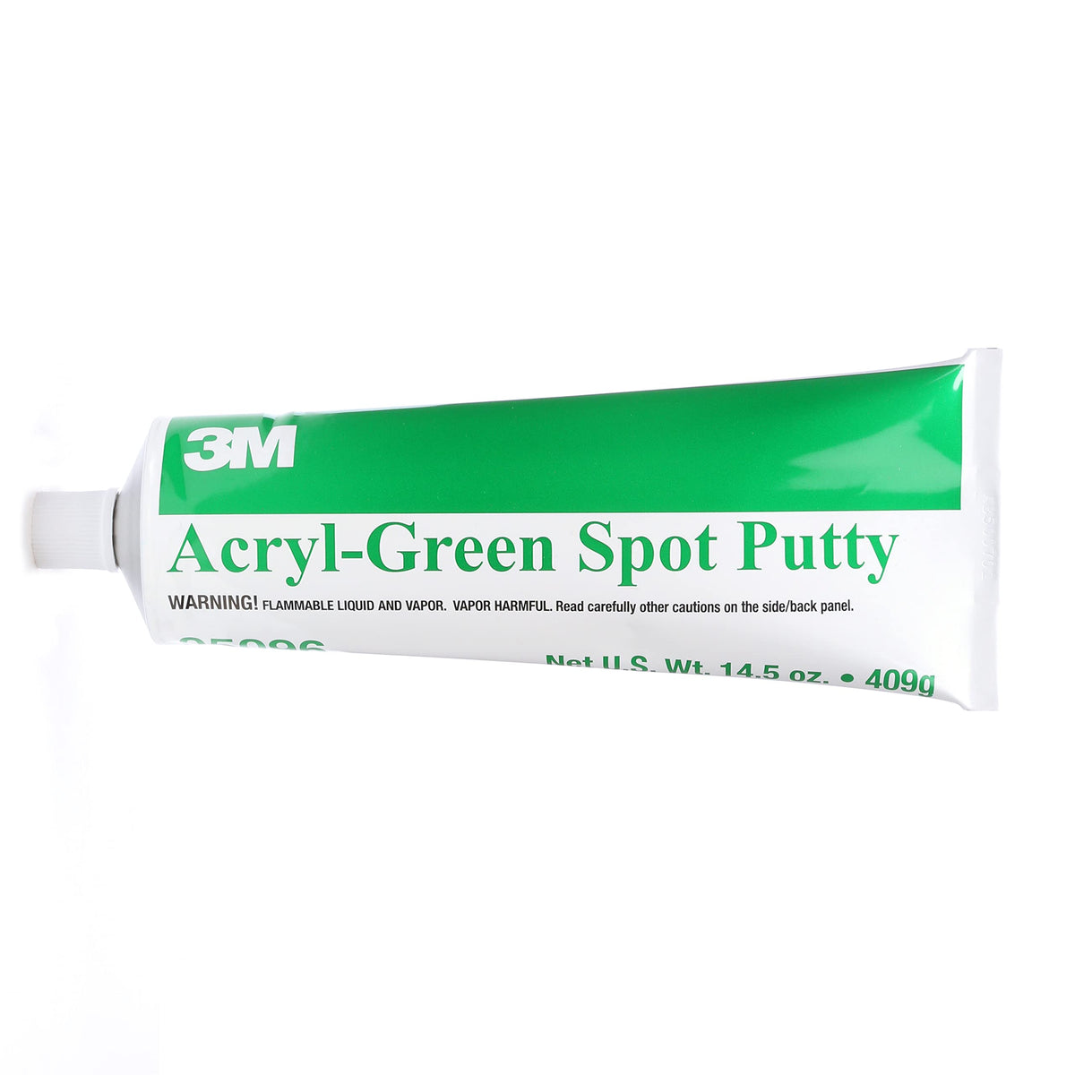 3M Acryl Putty tube front view showing product branding and green putty color for easy identification and fast repairs