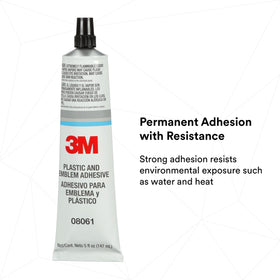 3M 08061 bonding an automotive emblem demonstrating strong exterior hold