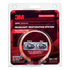 3M before-and-after headlight comparison illustrating improved clarity and appearance