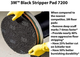 3M Black Stripper Pad close-up of coarse fibers and embedded abrasives for aggressive cut