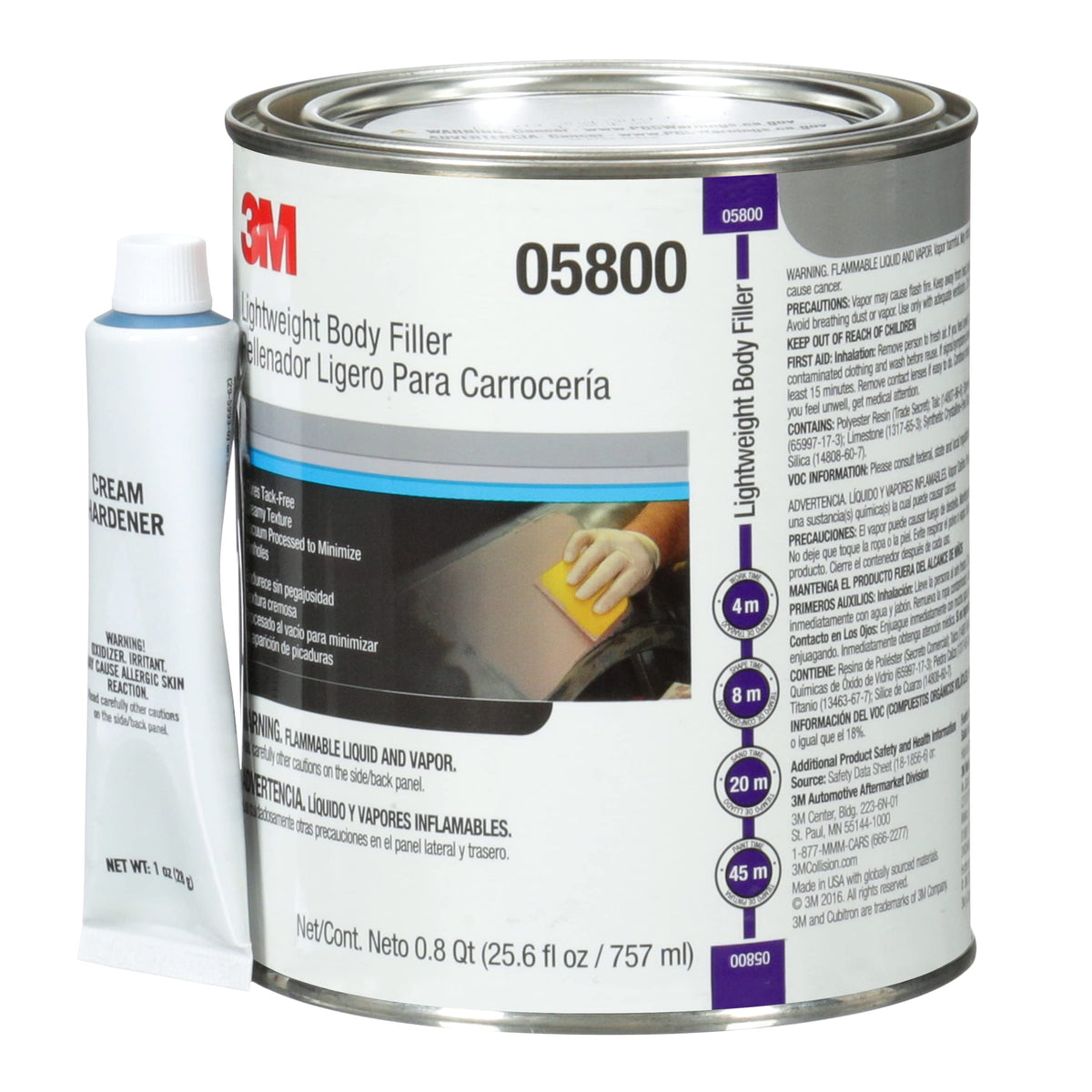 3M body filler quart next to a tape measure for scale showing adequate volume for jobs