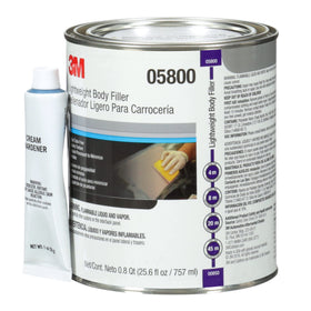 3M body filler quart next to a tape measure for scale showing adequate volume for jobs