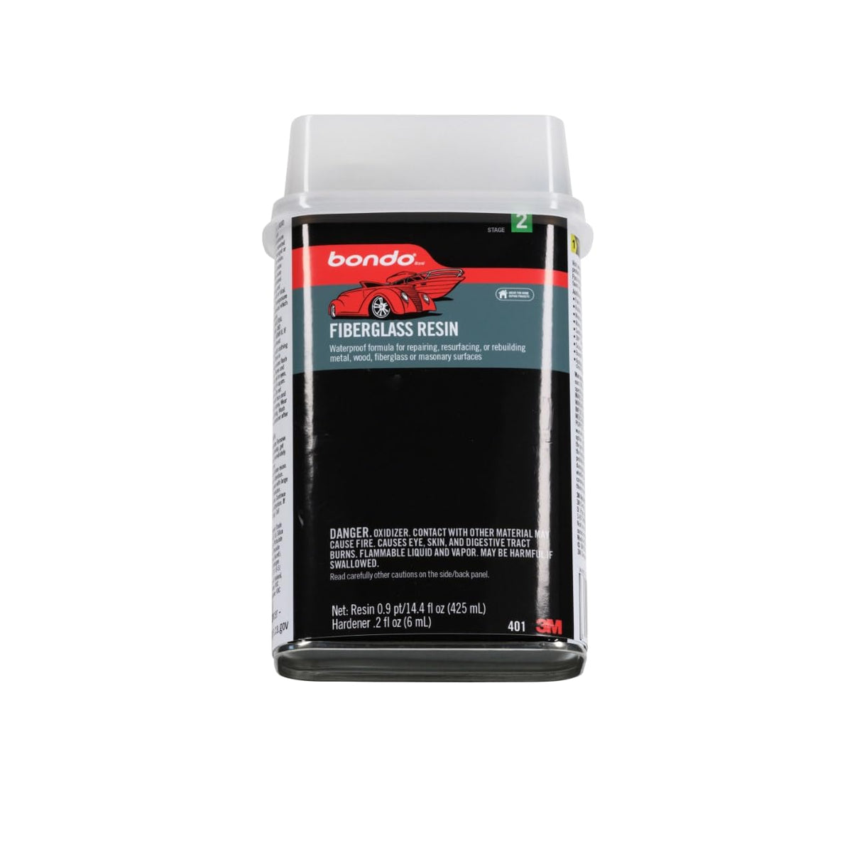 3M Bondo liquid hardener close-up with dropper, accurate mixing and control