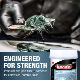3M Bondo chopped fiberglass strands detail showing added tensile strength