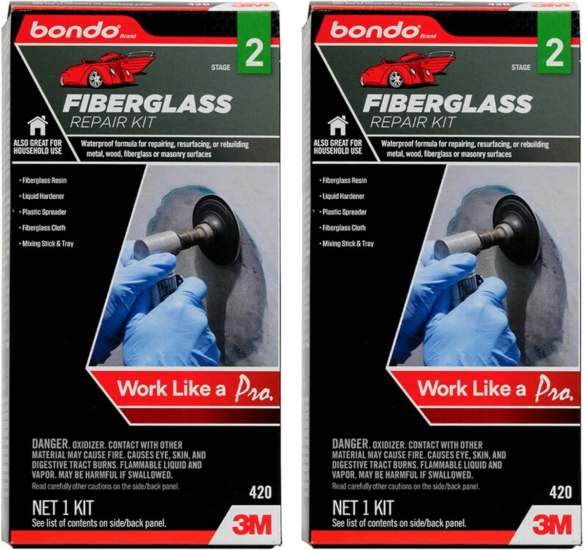 3M Bondo kit front packaging showing included repair components and clear benefits