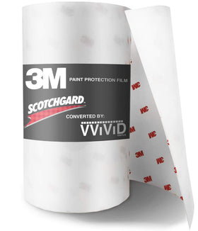 3M clear paint film roll front view showing branded packaging and roll dimensions, protects paint