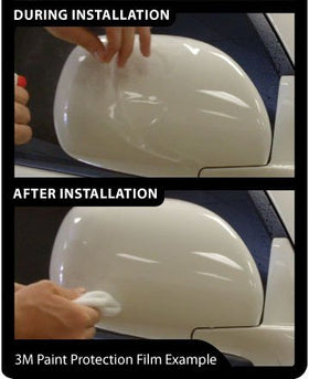 3M film installed on vehicle hood in lifestyle shot, shows invisible protection and preserved gloss