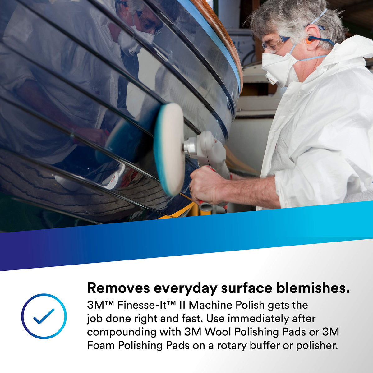 3M Finesse-it II finished panel reflecting light showing high-gloss wet-look benefit