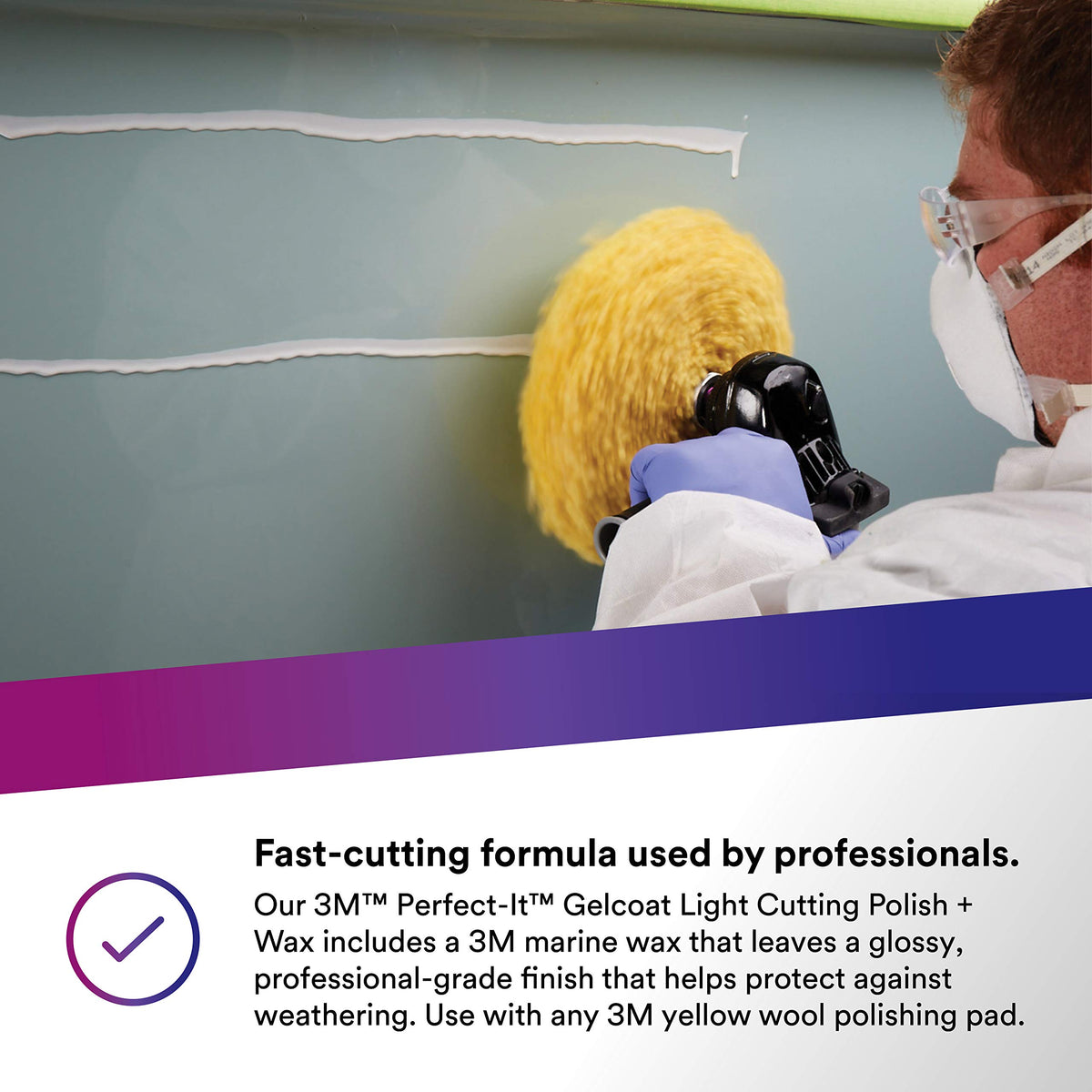 3M polished gelcoat close-up highlighting high-gloss finish and protection