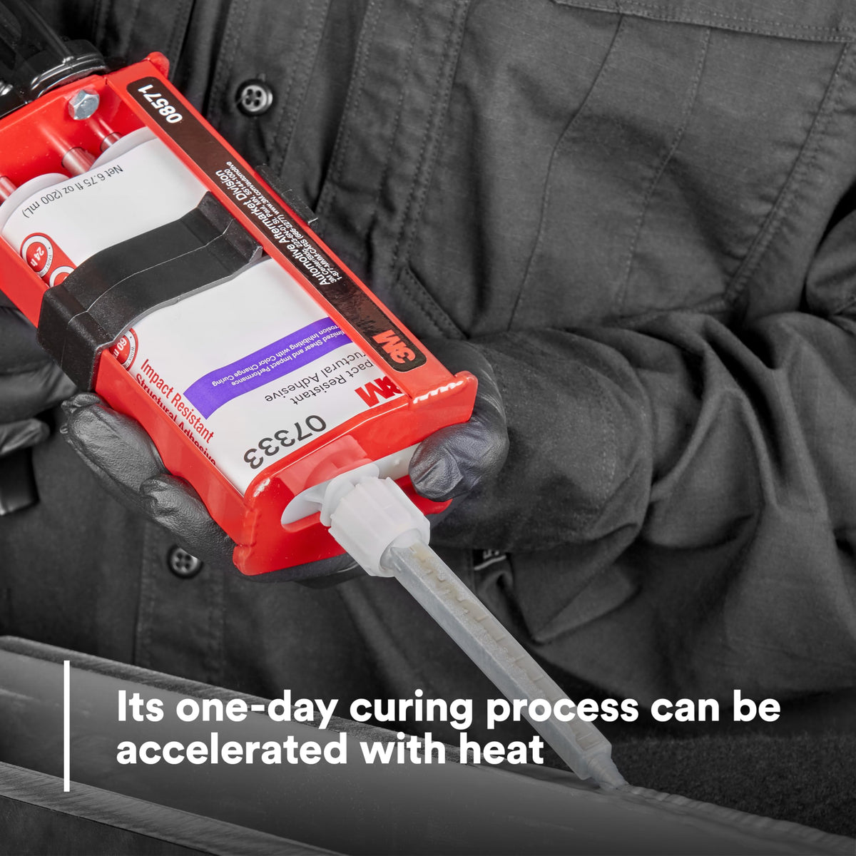 3M cartridge in heat cure oven demonstrating faster cure with heat