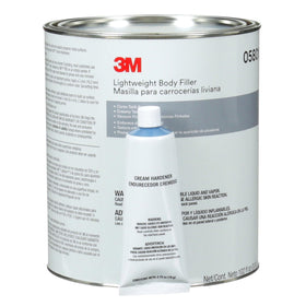 3M lightweight body filler 05801 applied to auto panel showing smooth repair benefit