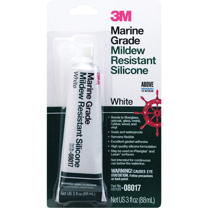 3M marine silicone tube front view showing label and benefit of durable seals