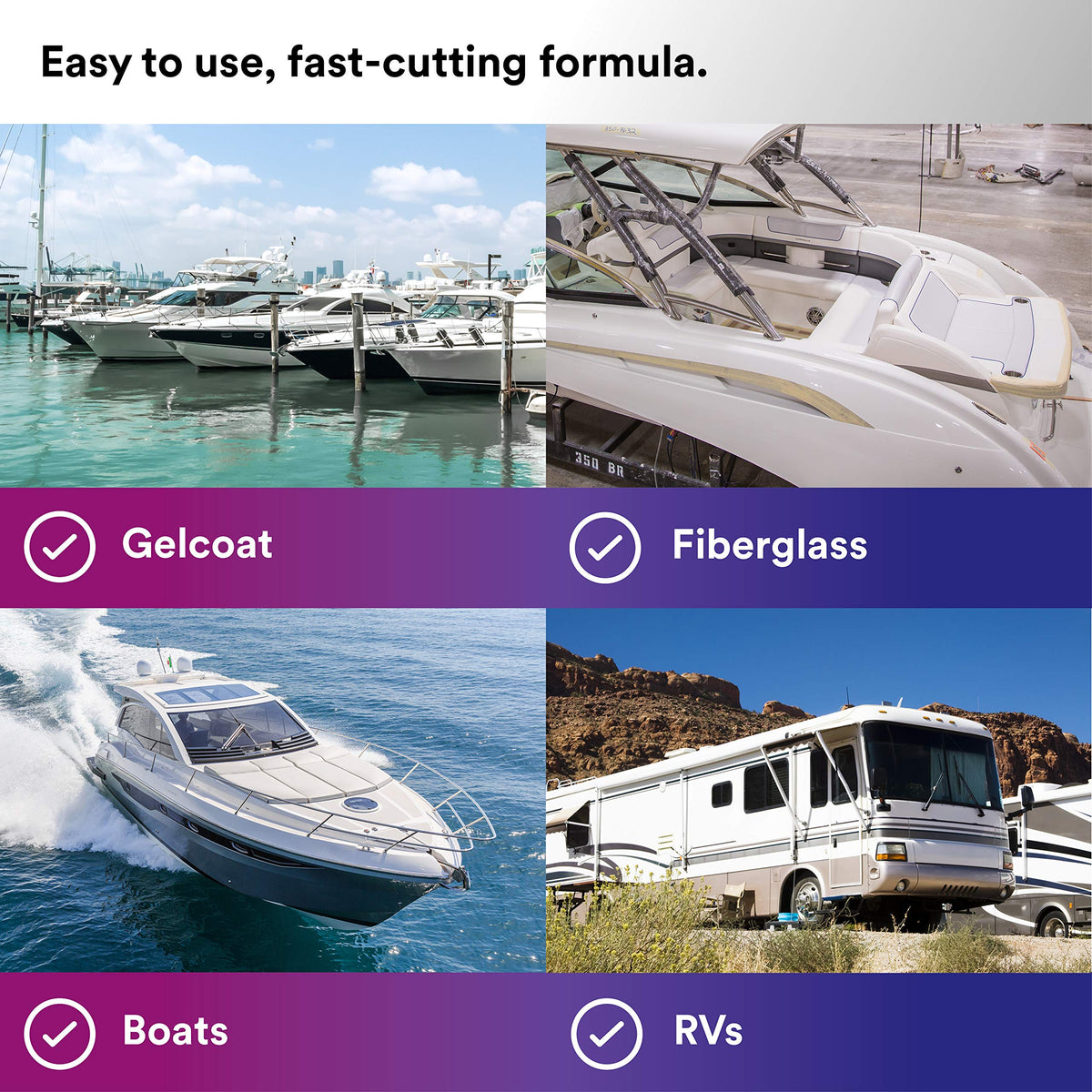 3M Perfect-It gelcoat before-and-after boat hull image highlighting restored gloss and clarity