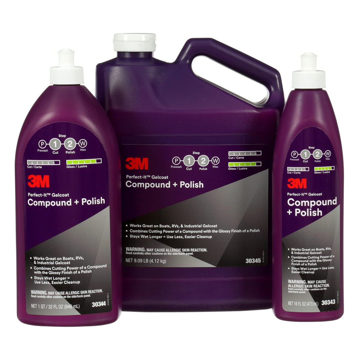 3M Perfect-It used on a boat hull illustrating improved gloss and defect removal