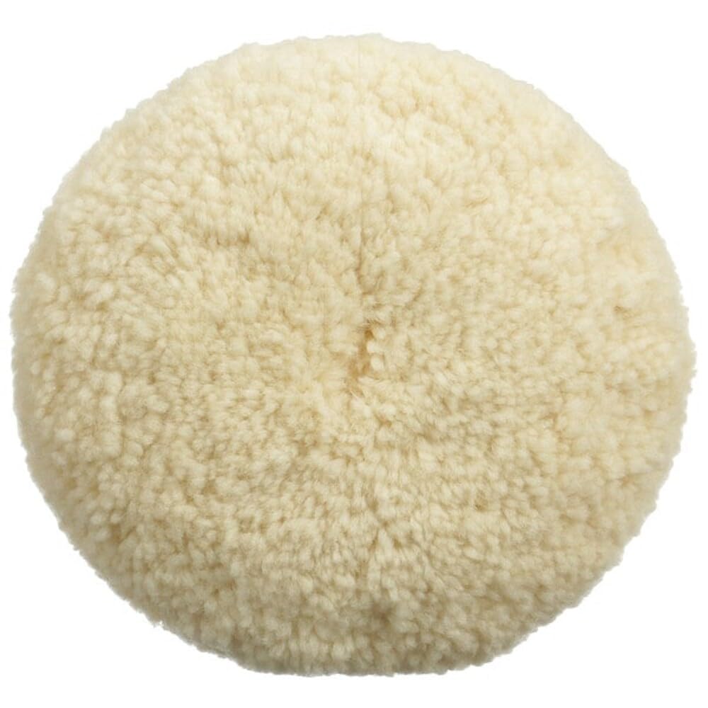 3M Perfect‑It wool pad front view showing dense fibers and fast-cut benefit