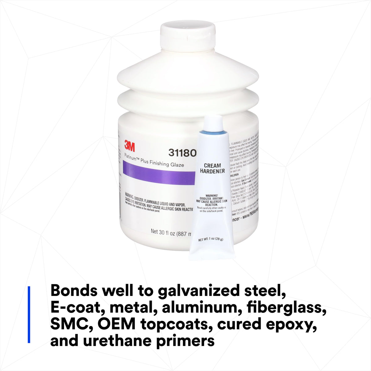 3M Platinum Plus Glaze sanded finish on panel showing easy-sanding advantage