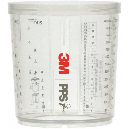 3M PPS 2.0 front view showing cup, clear window and printed mixing ratios for quick checks