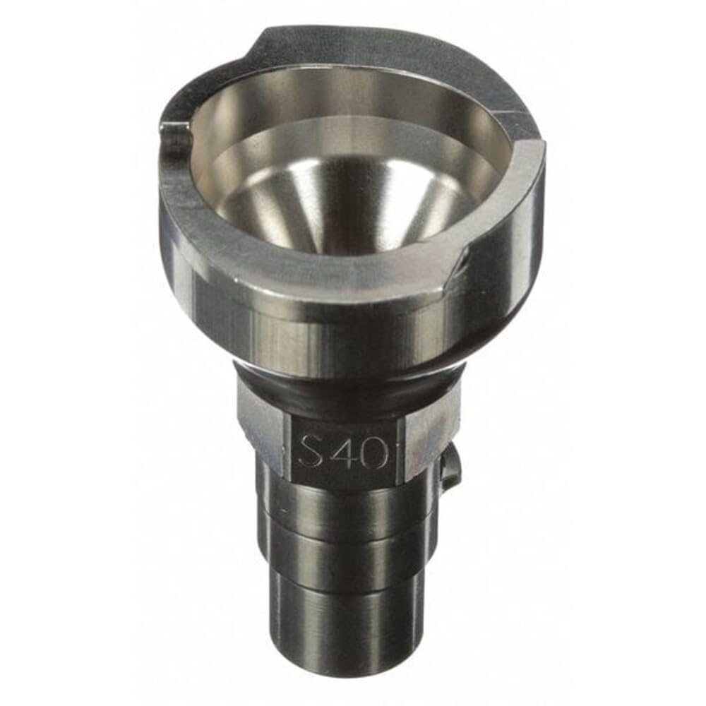 3M PPS S40 adapter front view showing trapezoidal thread and secure gun-to-lid fit