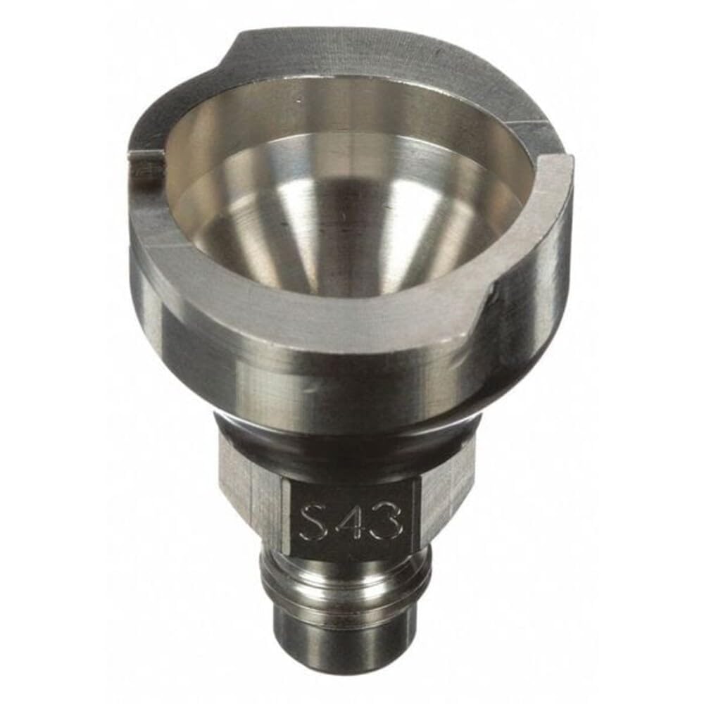 3M S43 adapter front view showing stainless steel build and solid lid connection for stable spraying