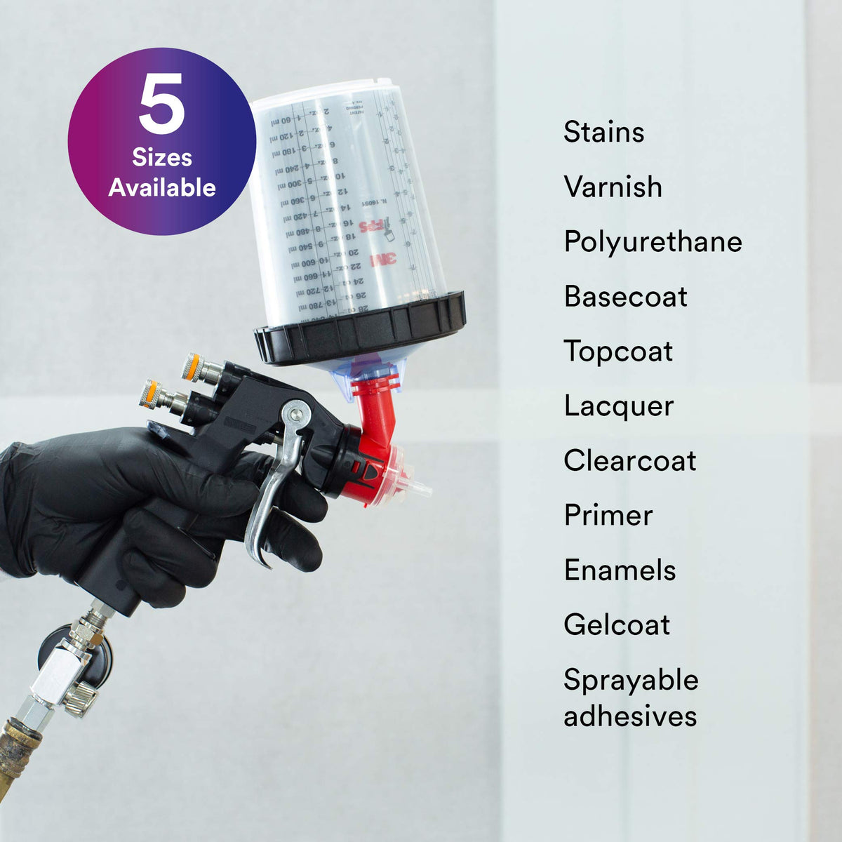 3M PPS attached to spray gun in use, speeds setup and reduces waste