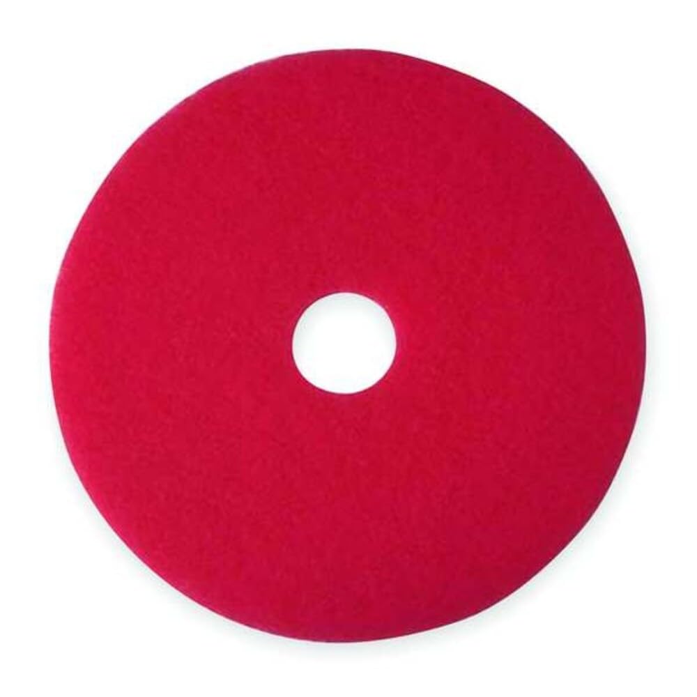 3M red buffer pad front view showing durable texture for faster scuff removal