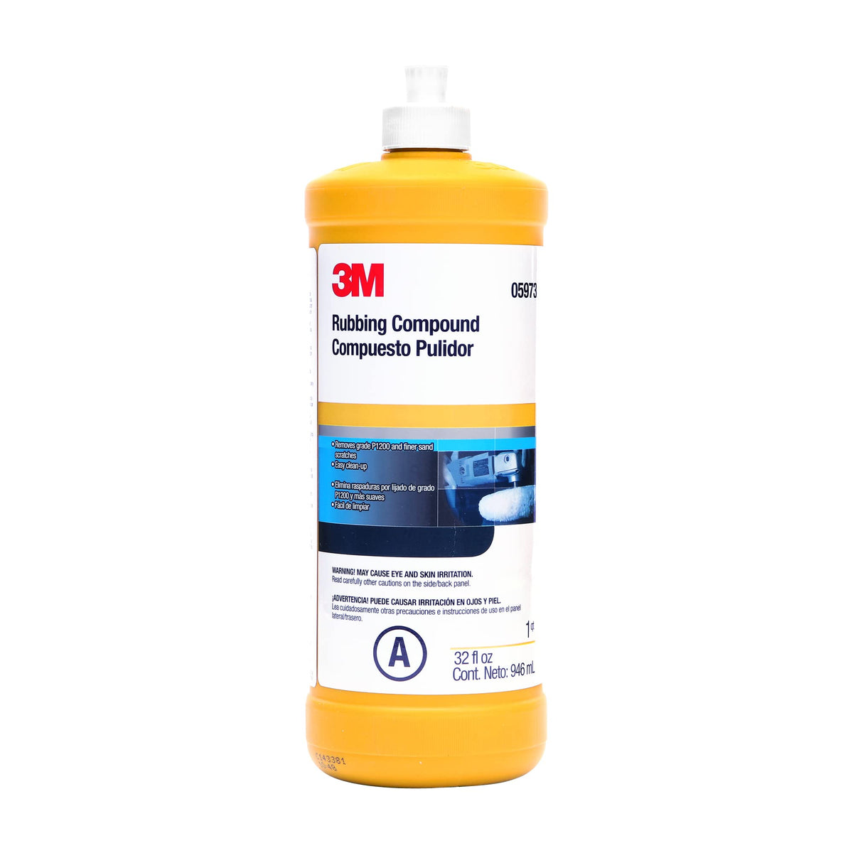 3M rubbing compound 05973 front label showing product and volume benefit