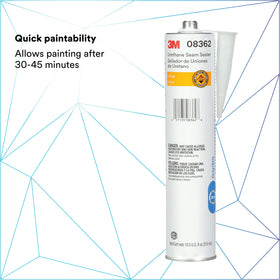 3M urethane seam sealer next to a ruler to show 310 mL cartridge scale for job planning