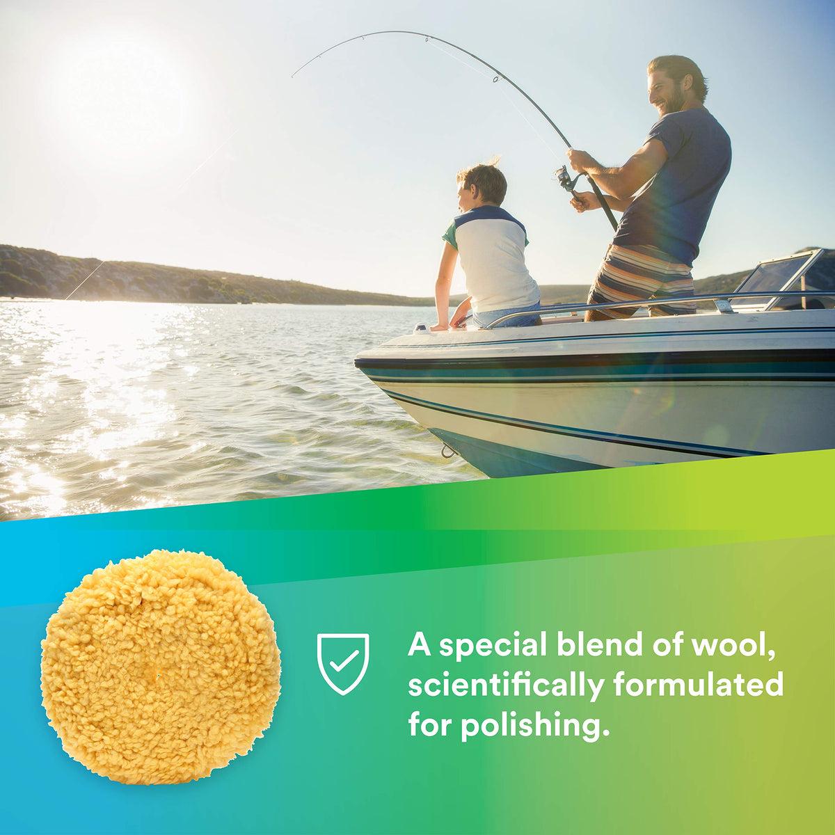3M wool polishing pad close-up texture showing blended fibers for faster gloss