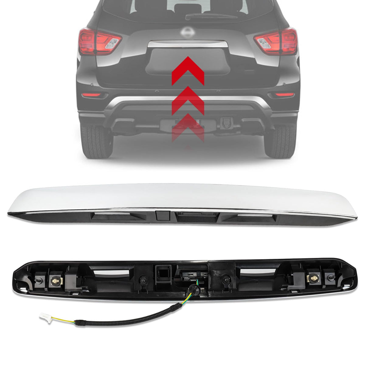 3mirrors chrome tailgate handle front view showing fit and upgrade