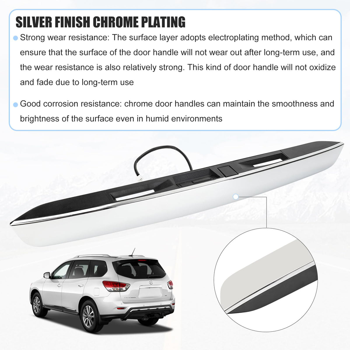 3mirrors handle mounted on Pathfinder tailgate demonstrating correct fit