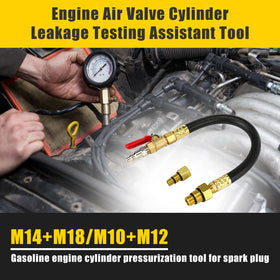 3mirrors kit in use on engine spark plug hole to keep valve closed