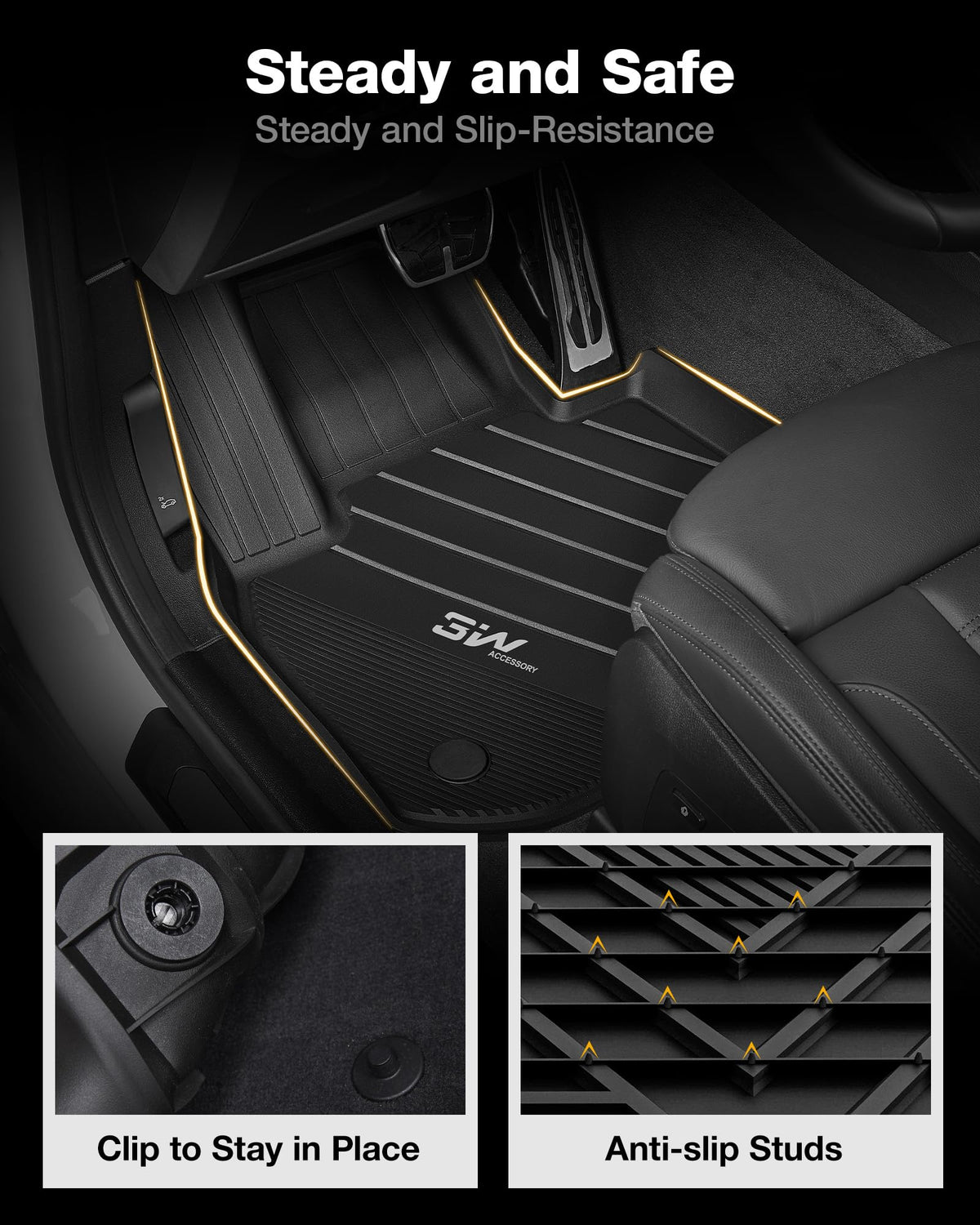 3W driver mat close-up texture in BMW X3 for anti-slip benefit