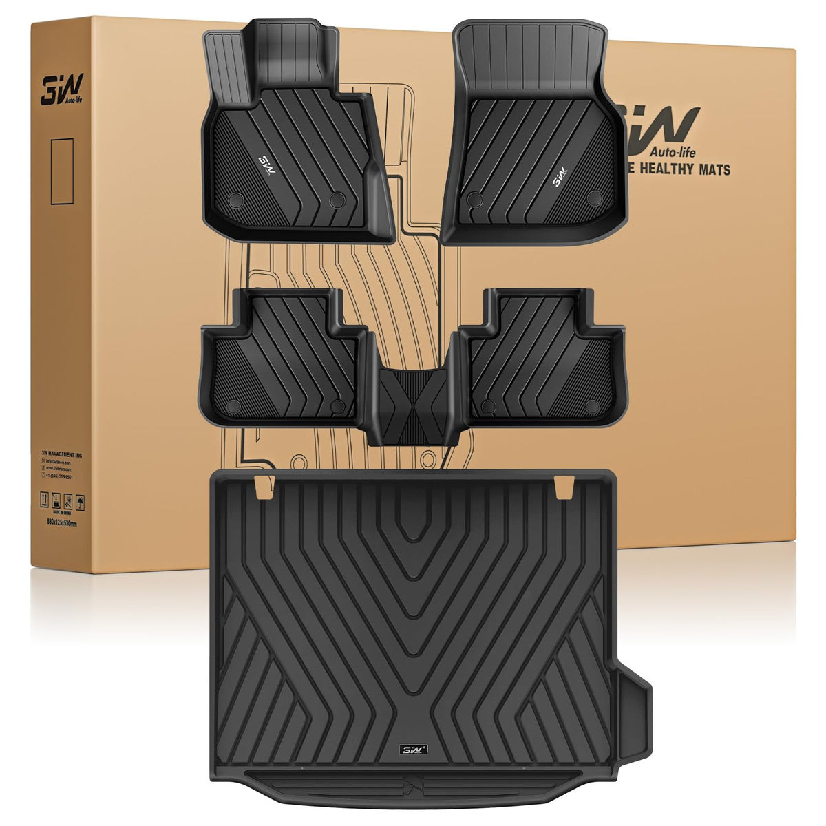 3W front floor mats in BMW X3 showing full-coverage protection