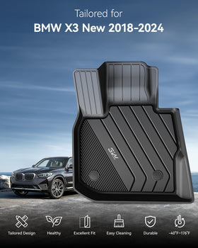 3W rear floor mats installed in BMW X3 protecting back footwells
