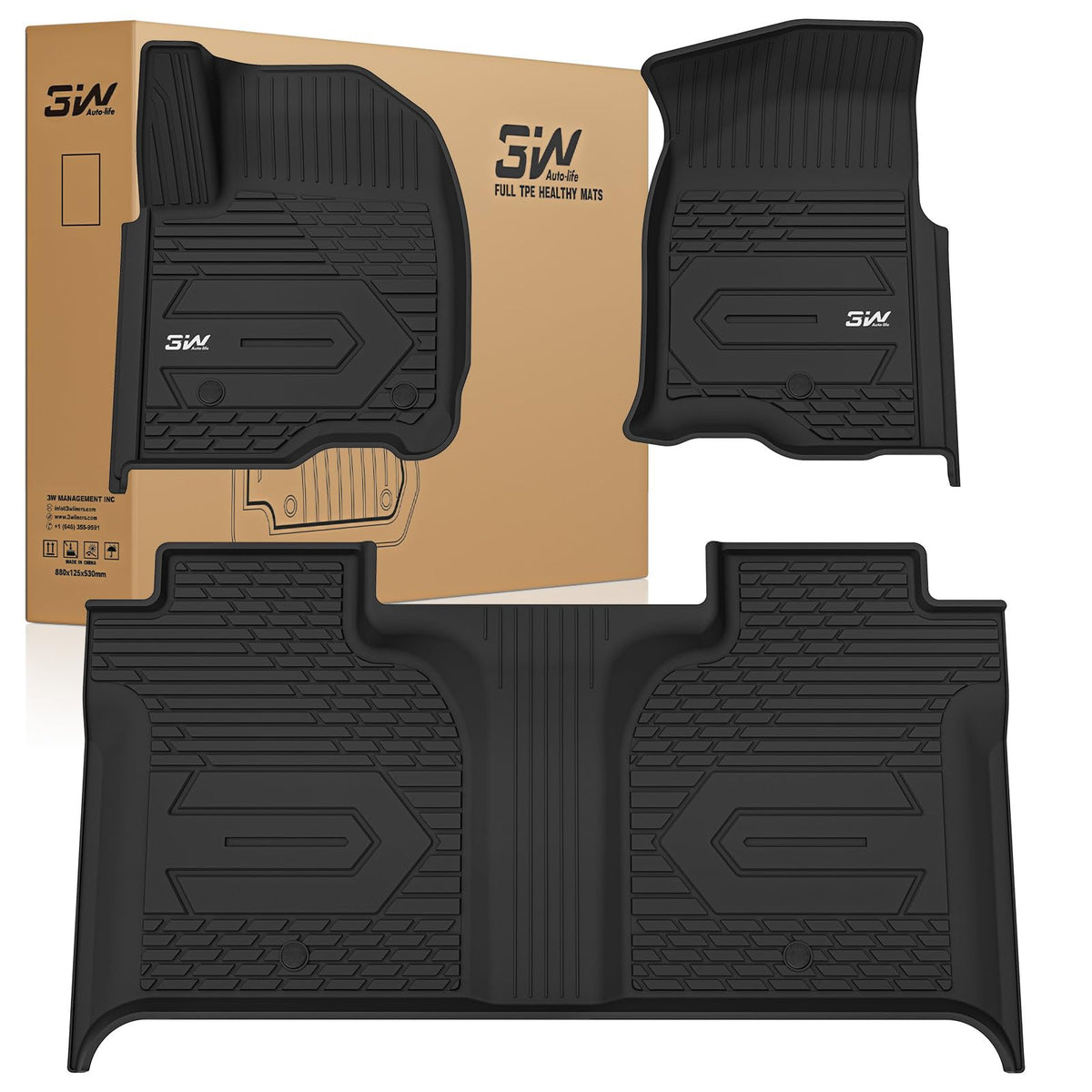 3W floor liner front view installed showing full coverage and protection