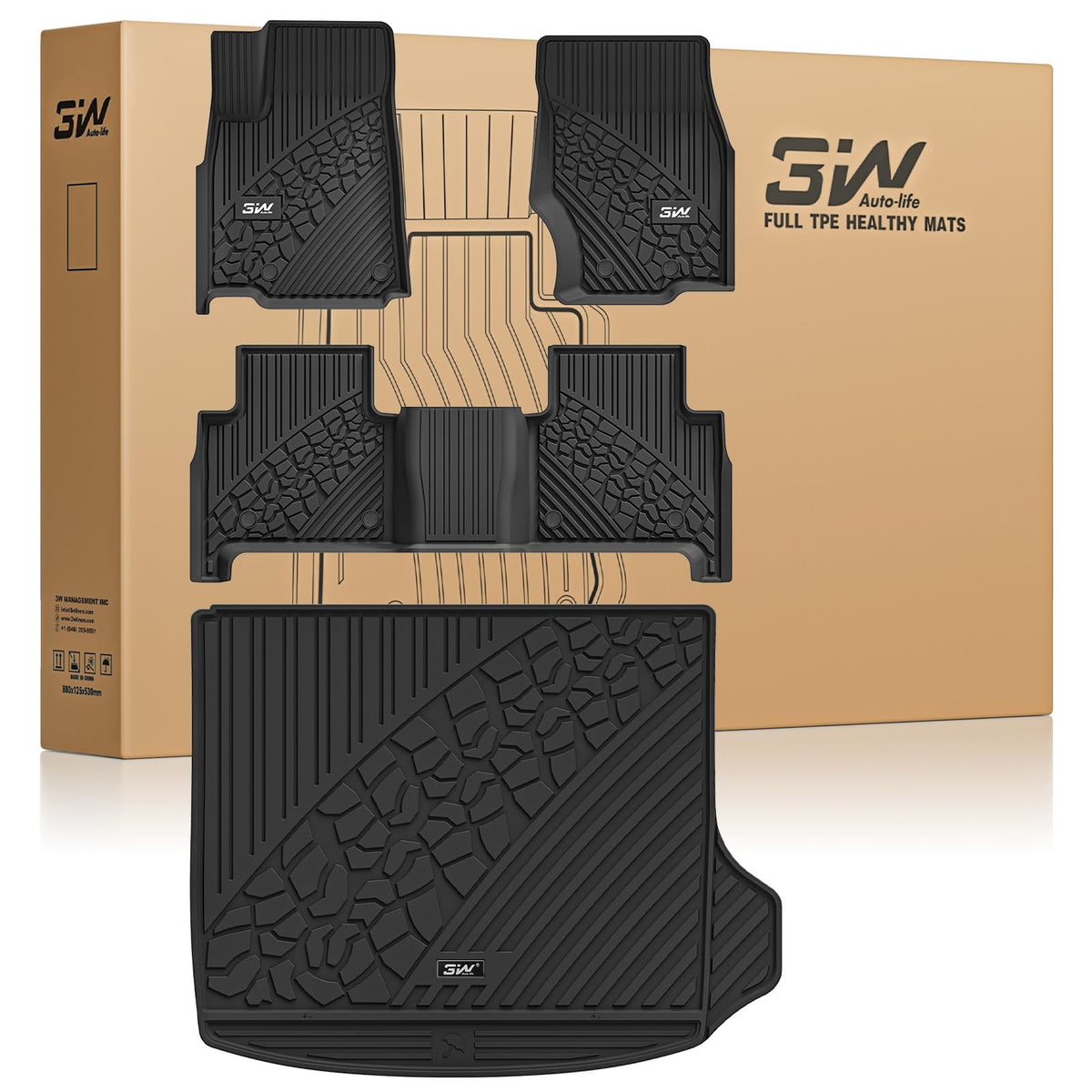3W front floor mat overview showing full coverage and easy protection