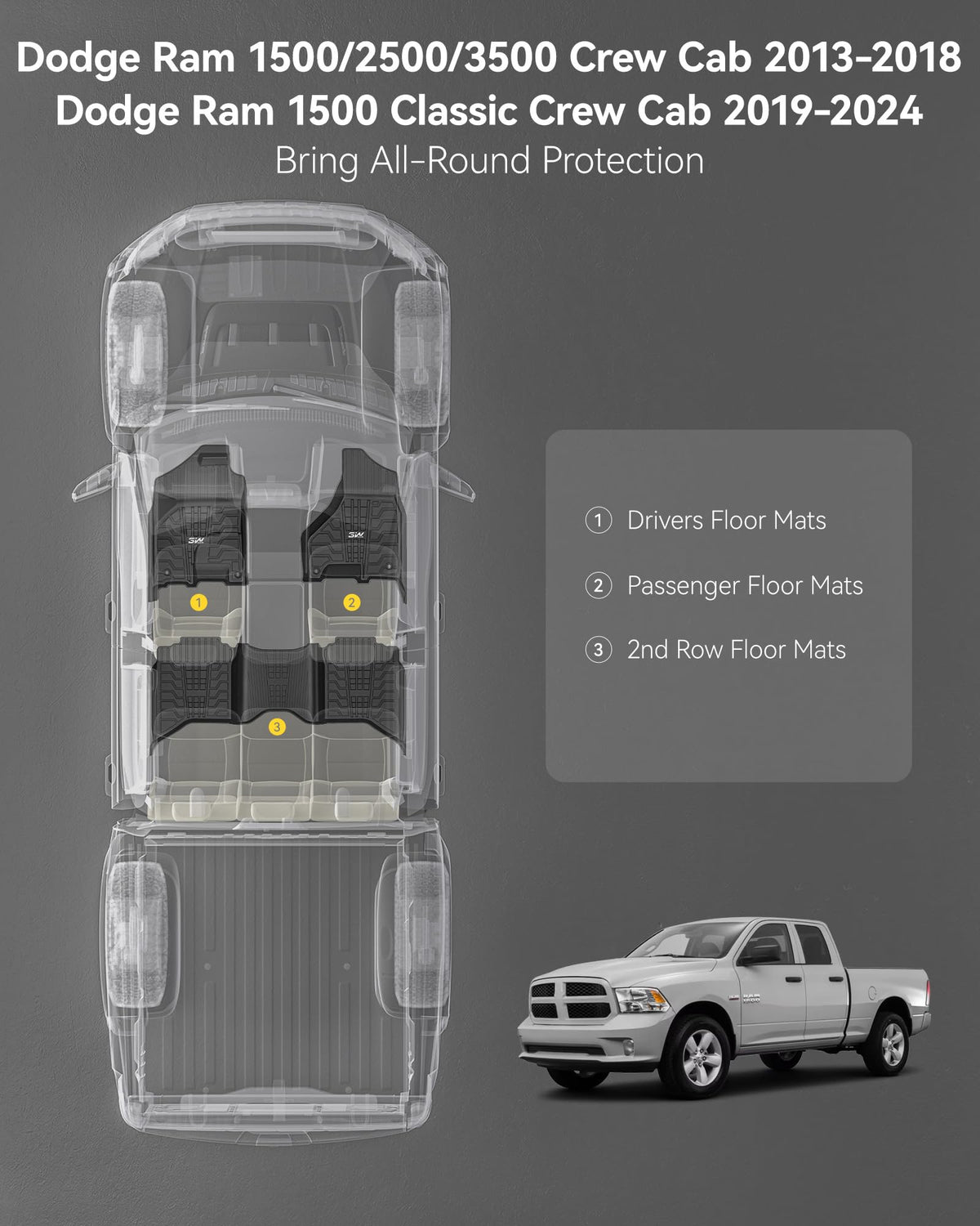 3W front passenger liner aligned to floor contours for secure coverage