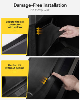 3W lifestyle interior view of Model Y Juniper with sleek protective sills