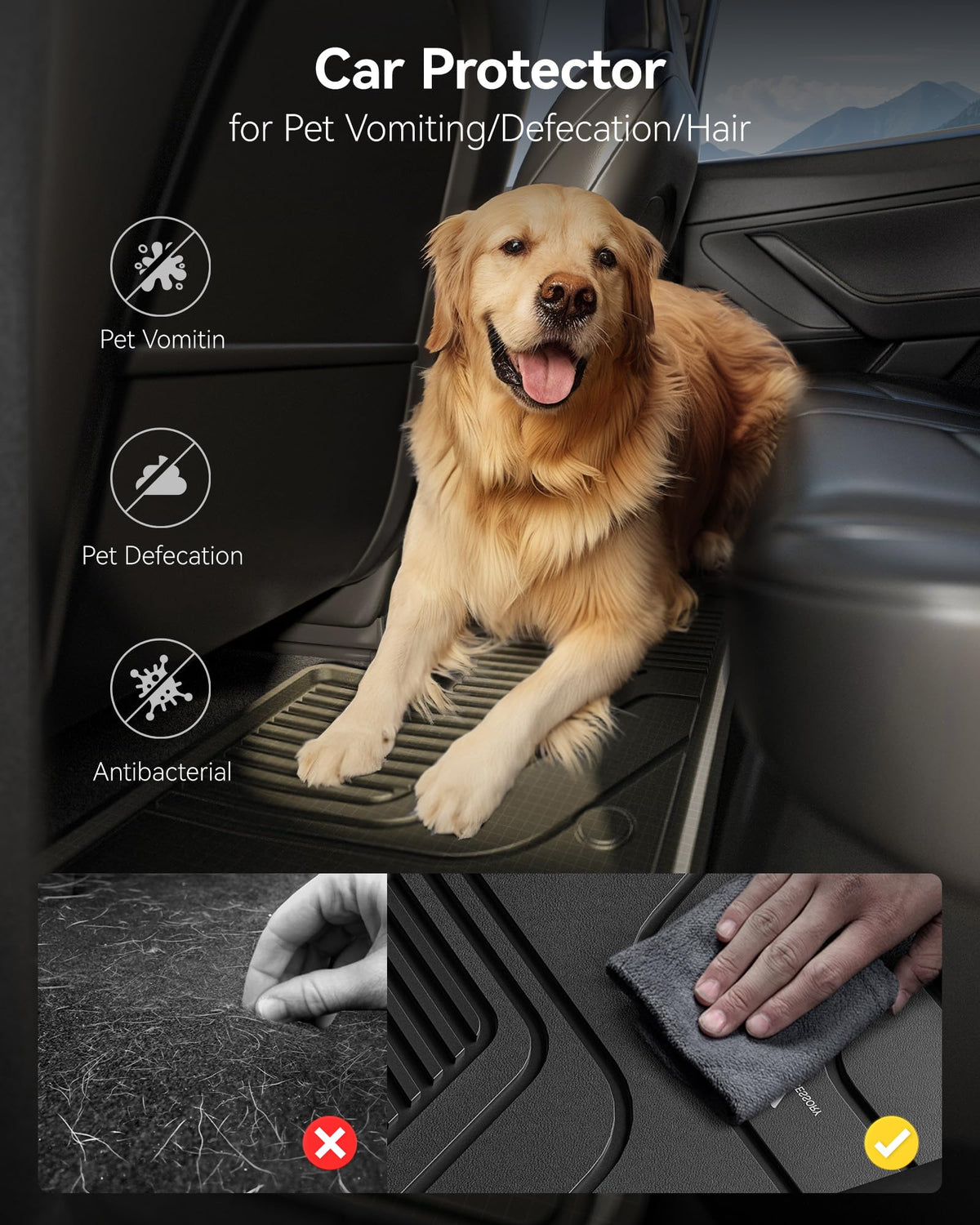 3W installed driver-side mat illustrating non-slip secure placement