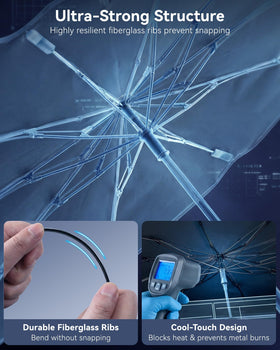 3W open in car across windshield reducing interior heat and UV exposure