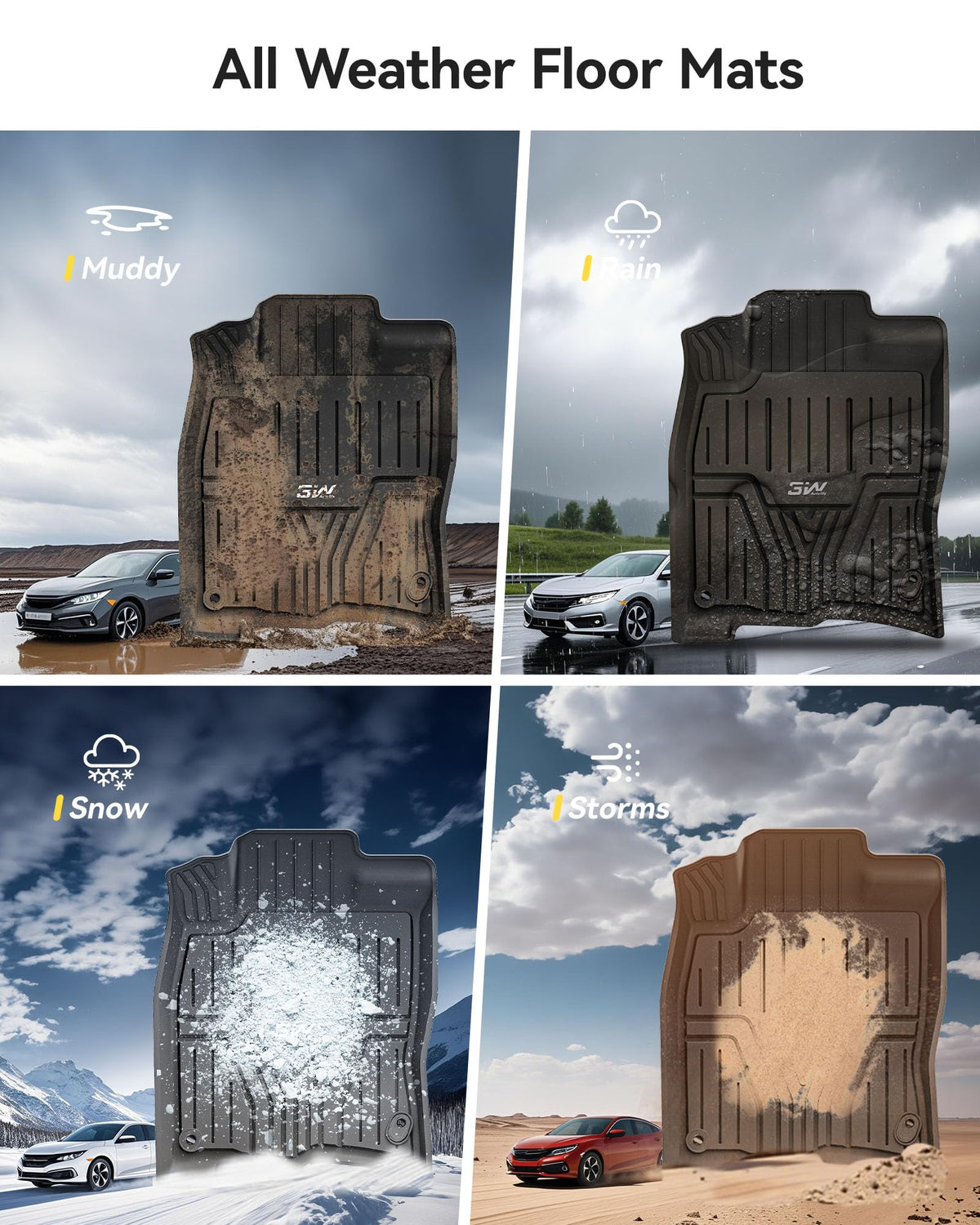 3W passenger area and center console fit illustrating edge-to-edge coverage benefit