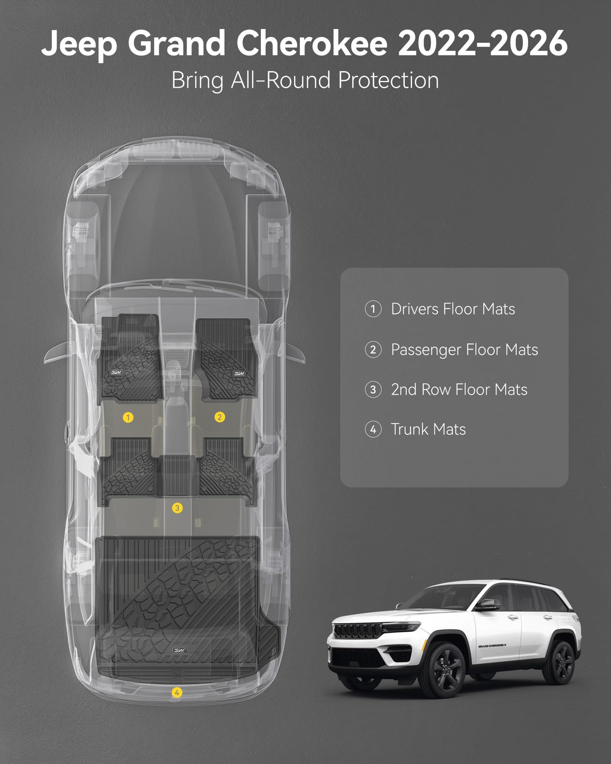 3W rear floor mat set in vehicle protecting back seat carpets